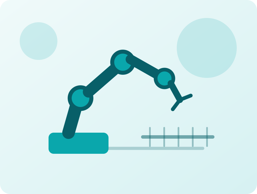 Ilustración de robot industrial y sistema automatizado